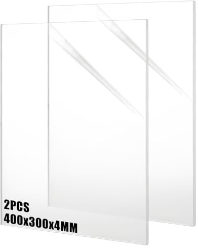 LOPYXBR Lot de 2 plaques en verre acrylique A3, 4 mm, 40 x 30 cm, transparent, découpe sur mesure, pour décoration d'intérieur, affichage