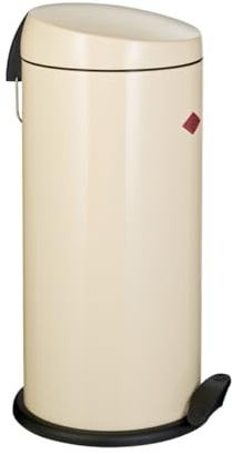 WESCO klassischer Tretabfallsammler CAPBOY MAXI in der Farbe mandel, pulverbeschichtetes Stahlblech, Metalleinsatz aus 22 Liter Volumen, Kunststoff-Fußtritt