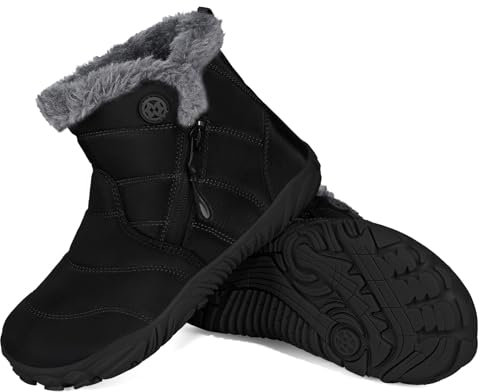 Gaatpot Stivali da Neve per Ragazzi e Ragazze,Scarpe Barefoot Inverno,Nero scuro,EU33