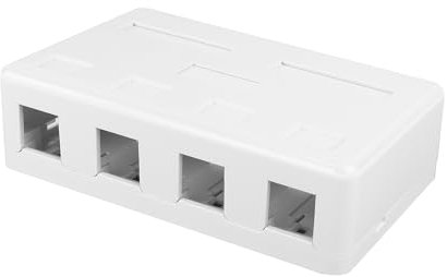 ACT Keystone Aufputzdose für 4 Keystone Modules (Unbeladen), Netzwerkdose Aufputz für Wandmontage, Kabelauslass Vergrößerungsfähig – FA6031