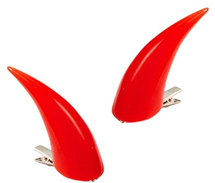 Saiyana 1 Paar Teufelshorn-Haarspange für Cosplay, Party, Halloween, Kostüm, Hörner, Haarnadel, Verkleidung, Kopfbedeckung, Mask(Rot)