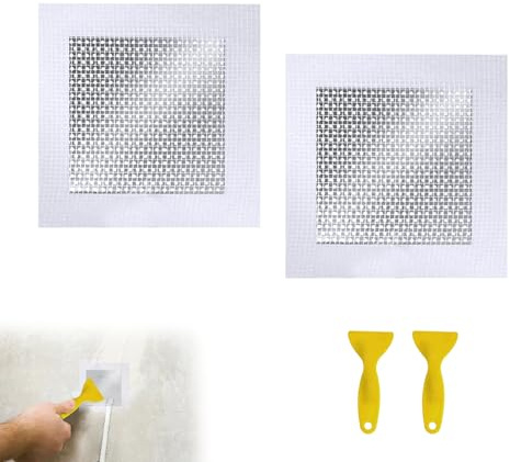 Bansusu 4 Pcs Wall Patch Repair Kit, 8'' by 8'' Self Adhesive Plasterboard | Repair Patch Fibreglass Mesh Wall Patches Plaster Repair Tool Wall Hole Filler Patch Drywall Repair Kit for Broken Walls