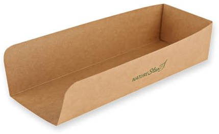 50 Stück NATUREStar Hot Dog Trays | Kraftpapier/PE, FSC®-Mix, Packung, braun, L: 23cm, B: 7,5cm, H: 7cm, Hot Dog Trays, Kraftpapier Snackschalen, Pappteller
