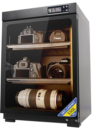 Deshumidificador de control digital de gabinete seco de cámara con pantalla digital LED, caja a prueba de humedad de cámara digital, para almacenamiento de equipos electrónicos de la cámara ( 50L)
