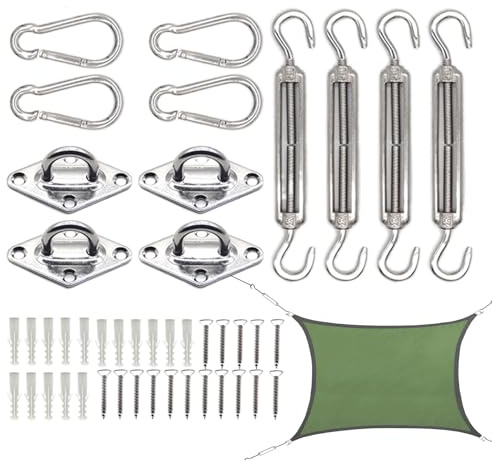 Duroecsain - Kit de fijación para vela de sombra, accesorios resistentes para persianas y pérgolas, accesorios de acero inoxidable para instalación de lienzo, rectángulo, triángulo, pérgola y patio