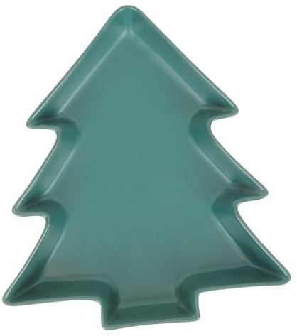 CONGARTENO Plato de Cerámica Forma de Árbol de Navidad Grande Bandeja para Servir Dulces Secos y Aperitivos Vajilla Creativa para Postres Navideños Fácil de Limpiar y Seguro para Hogar y