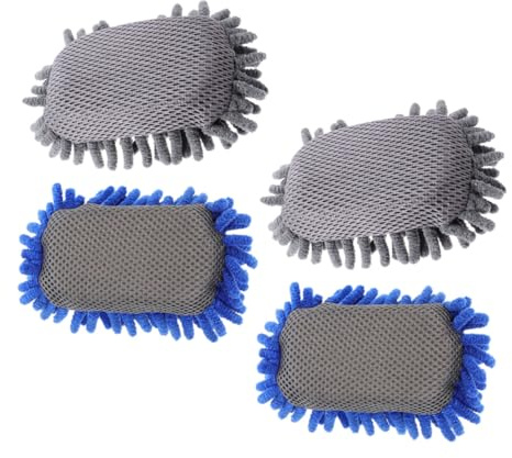 WOONEKY 4 pièces Effaceur Tableau Petit Format Éponge Chenille Douce Léger et Portable pour Tableaux Noirs Blancs et Verre Fournitures Scolaires pour Enseignants