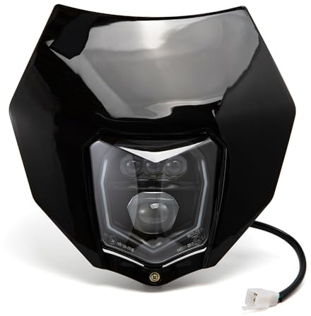 APEBAZY Universal LED Motorrad Scheinwerfer mit Verkleidung Maske E24 Geprüft Für EXC250 SX250 SXF250 EXC450 SX350 SXF450 EXC525 640LC4 Dirt Bike ATV Scooter (Schwarz)