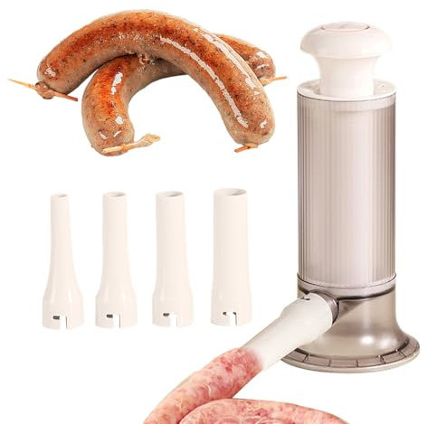 Machine à saucisses manuelle – Ensemble de remplissage de à la main | Comprend 4 tubes de remplissage | Presse-à viande manuelle pour usage domestique – faites maison fac