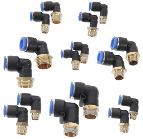 Beaupretty Set 16 Pezzi Raccordi a Innesto Rapido per Tubi Dell’aria in Plastica, Adattatori Maschio-maschio Filettati, Raccordi a Crimpare Compatti per Progetti Industriali e Connessioni
