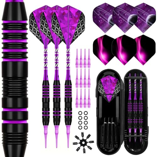 Lavishio Set di freccette Soft Tip – Set di punte in plastica, 3 freccette professionali in alluminio, set di punte in plastica 2BA per freccette professionali, freccette in plastica per lavagna
