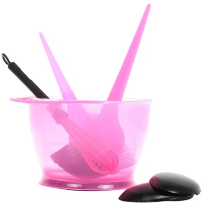 Homoyoyo 5pièces Kit Coiffure Professionnel Rose pour Teinture des Cheveux avec Bol Peigne et Pinceau Accessoires Coiffeuse Durables pour Salon et Usage Domestique