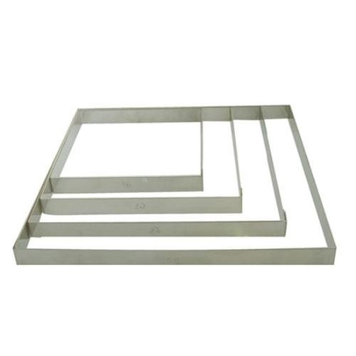 Cercle À Tarte Carré en Inox - L 200 x P 200mm