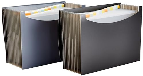 Amazon Basics Expanding File, A4 Size, 2 Pack, Black & Gray