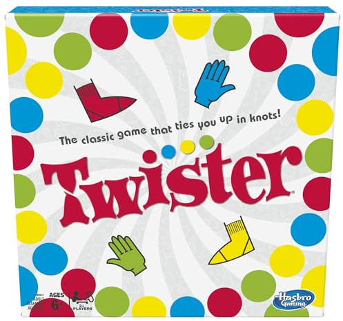 Hasbro Twister Party Classic Board Game for 2 or More Players,Indoor and Outdoor Game for Kids 6 and Up,Packaging May Vary