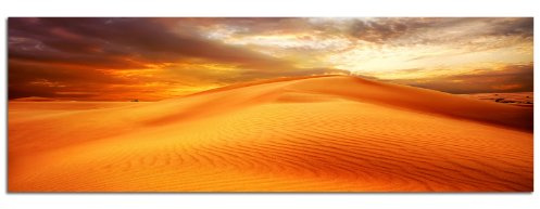 PANORAMA BILD 150x50cm (Wüste Sonne Orange) Wandbilder Bilder EXKLUSIVES Fotowandbild auf Leinwand und Keilrahmen Bild Leinwandbild Fotodruck modern Zeitlos Stilvoll wie ein Gemälde