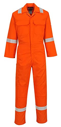 Portwest BIZ5 Bizweld Iona Flame Resistant Coverall Reflective | Orange, 3X Large, Regular, Flame Resistant, Arc Flash, Reflective Tape, Knee Pad Pockets, Welding, Boiler Suit