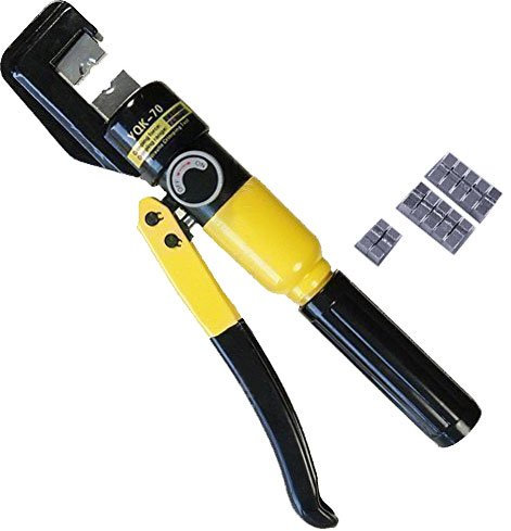 KATSU 10 Tons Hydraulic Crimping Tool 4-70mm² with 8 Steel Dies, Manual High Pressure Hydraulic Electric Cable Tool Kit for Copper and Aluminum Terminal Lugs Battery Wire Crimping 416371