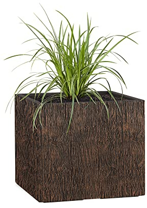 Pflanzwerk® Pot de Fleur Cube Jardinière Wood Brun 45x55x55cm *Résistant au Gel* *Protection UV* *Qualité européenne*