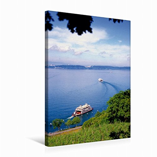 Premium Textil-Leinwand 50 x 75 cm Hoch-Format Fährschiffe von Meersburg nach Konstanz | Wandbild, HD-Bild auf Keilrahmen, Fertigbild auf hochwertigem Vlies, Leinwanddruck von Lothar Reupert