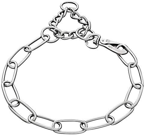 Sprenger Kettenhalsband für Hunde aus Edelstahl mit Haken und Zugbegrenzung I Hundehalsband m mit extra Langen Kettenglieder 4mm, fellschonend, 65 cm
