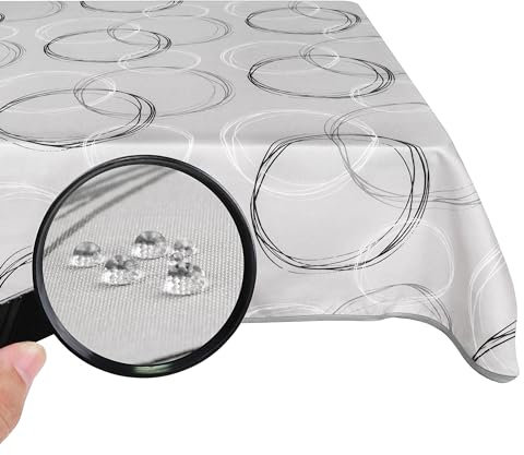 Valia Home Tischdecke mit Teflonbeschichtung für Innen- & Außenbereich anwendbar Wasser & Schmutzabweisend Dank verlässlichem Lotuseffekt - 140 x 180 cm grau