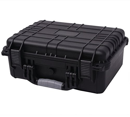 Universalkoffer mit 3 Schaumstoff Schutzkoffer Transportkoffer Koffer aus Polypropylen und ABS mit einem Druckventil ausgestattet 40,6x33x17,4cm Schwarz