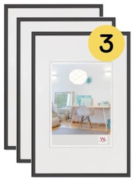 walther design Bilderrahmen schwarz 40 x 60 cm 3er Pack, New Lifestyle Kunststoffrahmen KV460B3
