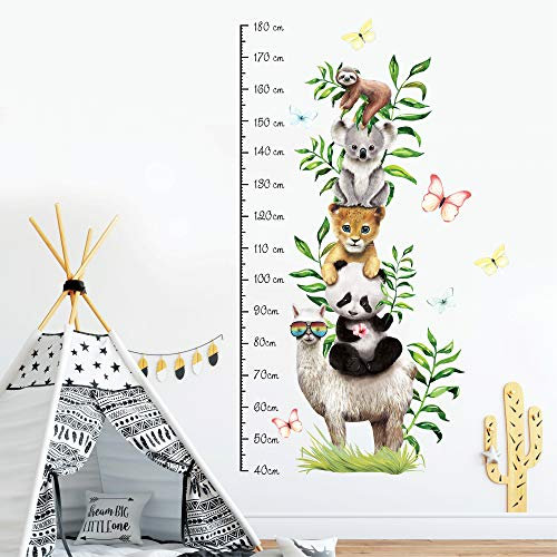 Wandtattoo Kinderzimmer Messlatte Exotik Tiere Größe messen Kinder Babyzimmer
