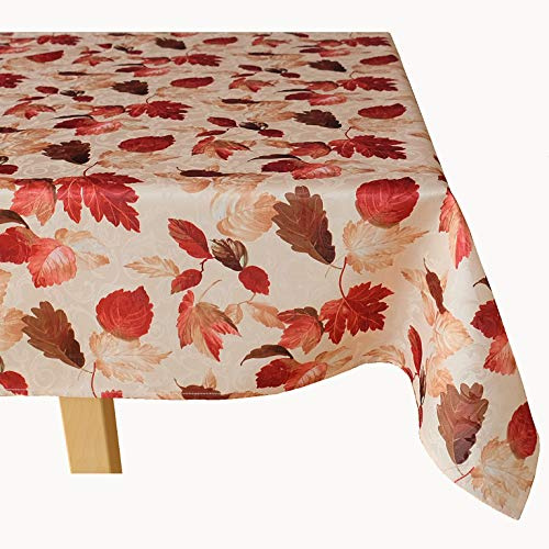 Raebel OHG Tischwäsche Herbstmotiv Blätter Pflegeleicht Decke Herbstdecke Tischläufer Läufer (110 x 110 cm)