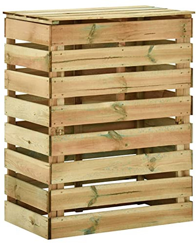 Tidyard - Compostiera da giardino a doghe, 80 x 50 x 100 cm, legno di pino impregnato