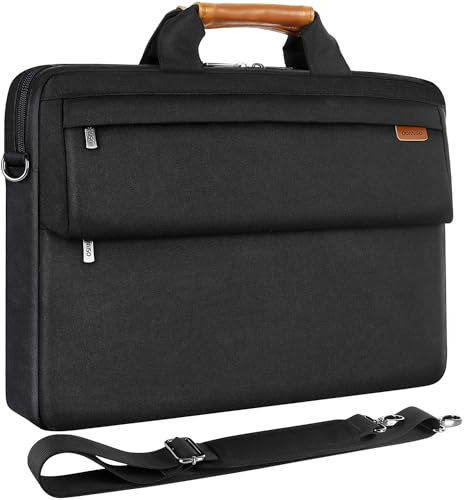 DOMISO Sacoche Ordinateur 17 Pouces Sac à Bandoulière Homme Travail Pochette PC Portable pour 17-17.3 Notebook/Dell/Lenovo/Acer/HP/MSI/ASUS, Noir