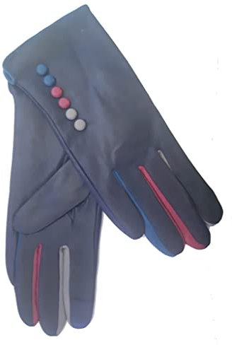 Vera Tucci TIFFANY G01 Originals Designer Luxuriöse Lederhandschuhe - Damen Handschuhe Winterhandschuhe Winterhandschuhe für Damen Designer Handschuhe Fingerlose Handschuhe Fäustlinge, navy,