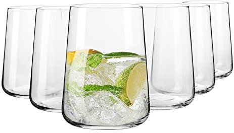 Krosno Vasos de agua, bebidas y zumos | Diseño elegante | Vidrio sin plomo | Set de 6 unidades | Capacidad 490 ml | Perfectos para el Hogar, Restaurante y Fiestas | Aptos para el lavavajillas
