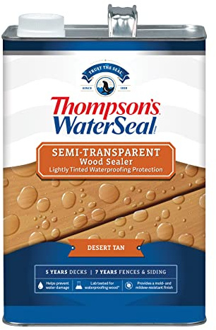 Thompson’s WaterSeal Semi-Transparent Waterproofing Wood Stain and Sealer, Desert Tan, 1 Gallon