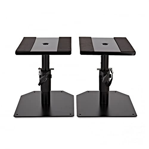 Gear4music Studiomonitor-Lautsprecherständer für Schreibtisch | Höhenverstellbarer Ständer bringt Monitore auf Ohrhöhe, rutschfeste stabile Basis, bis zu 50kg pro Ständer