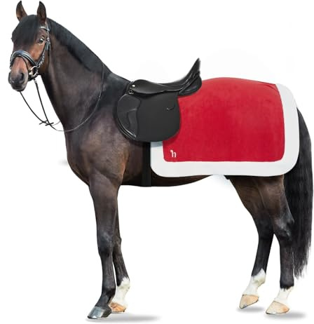 netproshop Fleece Weihnachtsdecke Pferde Nierendecke Ausreitdecke Rot, Gr. Pony oder Full, Groesse:Pony, Farbe:Rot