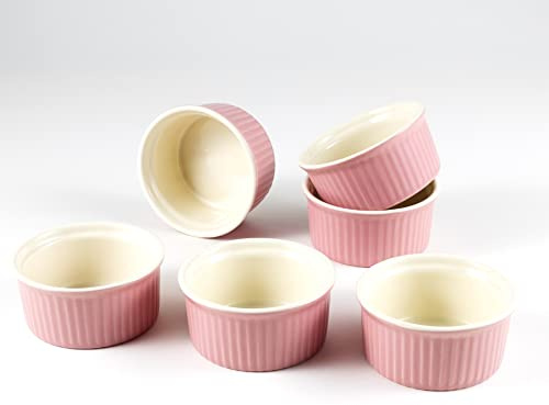 Hanseküche Creme Brulee Schälchen – Hochwertiges 6er Set Souffle Förmchen Quicheform Auflaufform backofenfest – Kleine Schalen aus Keramik zum Backen, mini Auflaufform, Backen