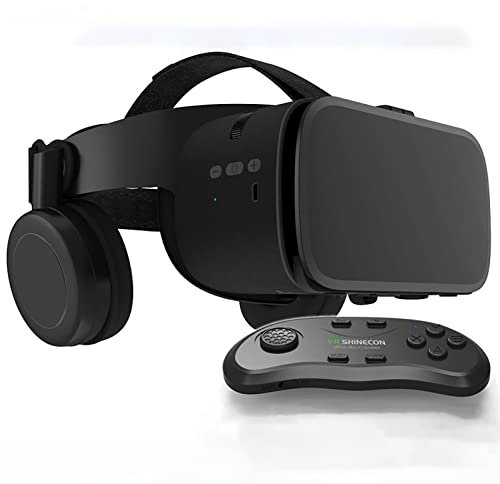 3D VR Virtual Reality Headset With Remote Controller, Stereo VR Viewer For IMAX Movies And Games Bluetooth Wireless VR Glasses Compatible With 4.7-6.3 IPhone IOS/Android (Color : Black, Size : B01