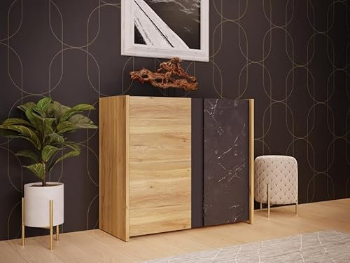 Wohnorama Kommode WHAKATANE von Forte Eiche/Marmor