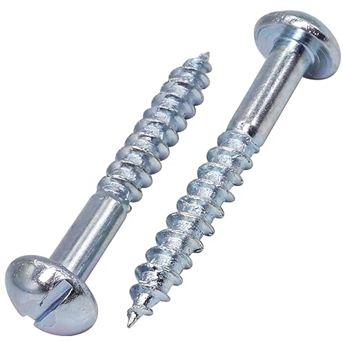 SKIR'CO (50 pièces) Vis à Bois Acier Zingué 4.0 x 30 mm, Vis à Bois Tête Ronde Fendue, Vis DIN 96