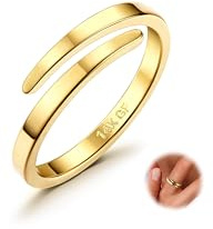 Diamday 14K Gold Offene Finger Ringe für Damen Herren Verstellbar Daumen Midi Eternity Band Ring Stapelbar Dünner Goldring Gefüllte Offene Knuckle Ringe Damen Mode Ringe Schmuck Geschenke 49-62