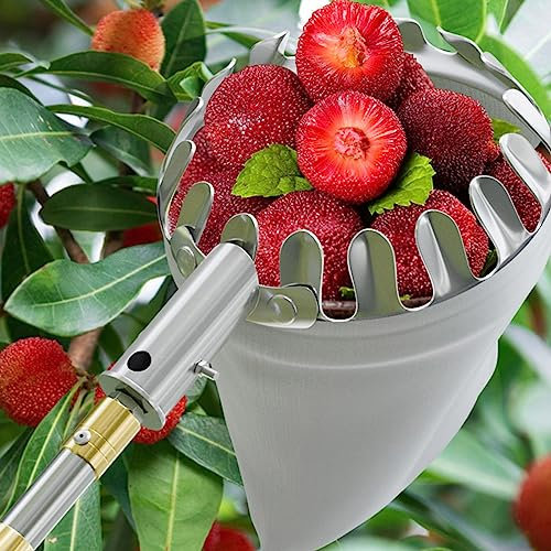 LekLai Obstpflücker, Ausziehbare Teleskop-Obstpflückerstange Mit Korbpflücker-Werkzeug, Gartenpickel Mit Leichter Edelstahl-Verbindungsstange/4M/13Ft