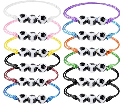 12 Stück Fußball Armbänd Kinder,Verstellbares Schnur Fußball Armband,Freundschaftsarmband, Fußball Party Bunte Fußballspiel Gewebte Armband für Mitgebsel Fussball Geburtstag Jungen Mädchen