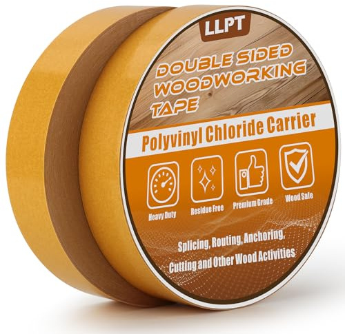 LLPT Double Sided Woodworking Tape 1 x 90Ft Each 2 Pack Double Face Turner Woodworker Adhesive Tape Removable Residue Free for Wood Template (WT1090Y2)