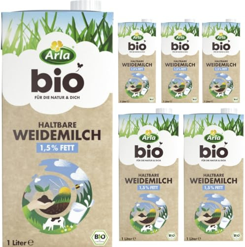 Arla Haltbare Weidemilch 1,5% Fett Kuhmilch Milch 1000 Milliliter x 6 Stück