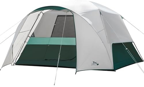 Zelte für 6 Personen, Campingzelt mit Veranda, große Familienzelte inklusive Regenfliege, Kuppelzelt mit 30 % mehr Platz im Vorraum als herkömmliches Zelt, 3 m L x 2,4 m + 9 cm B x 1,8 m H