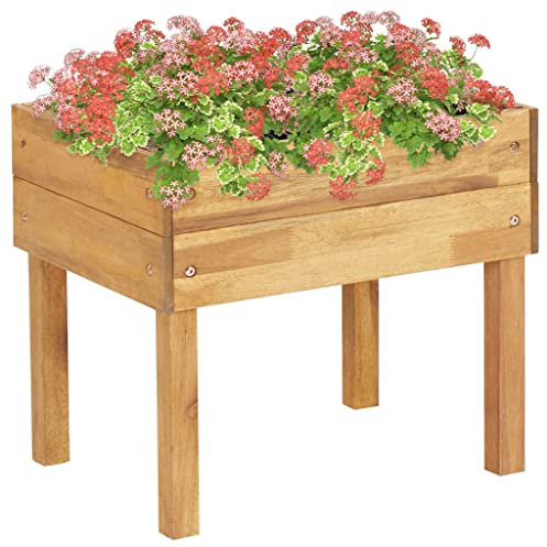 Hochkübel, Kräutertopf Hochbeet Mit Deckel Tontöpfe Hochbeet Holz Geeignet für Terrace Conservatory Succulents Plants 50 x 40 x 45 cm Massivholz Akazie