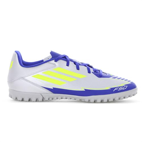 Adidas Unisex F50 Club Football Boots Turf, Silver met./solar Yellow/Lucid Blue, 46 EU