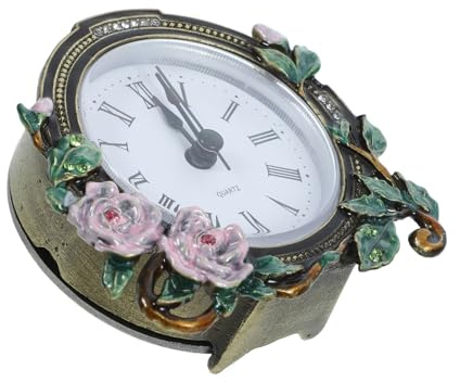 Alipis Kleine Vintage Tischuhr Emaille Retro Uhr ohne Batterie für Wohnzimmer Schlafzimmer Büro Europäischer Stil